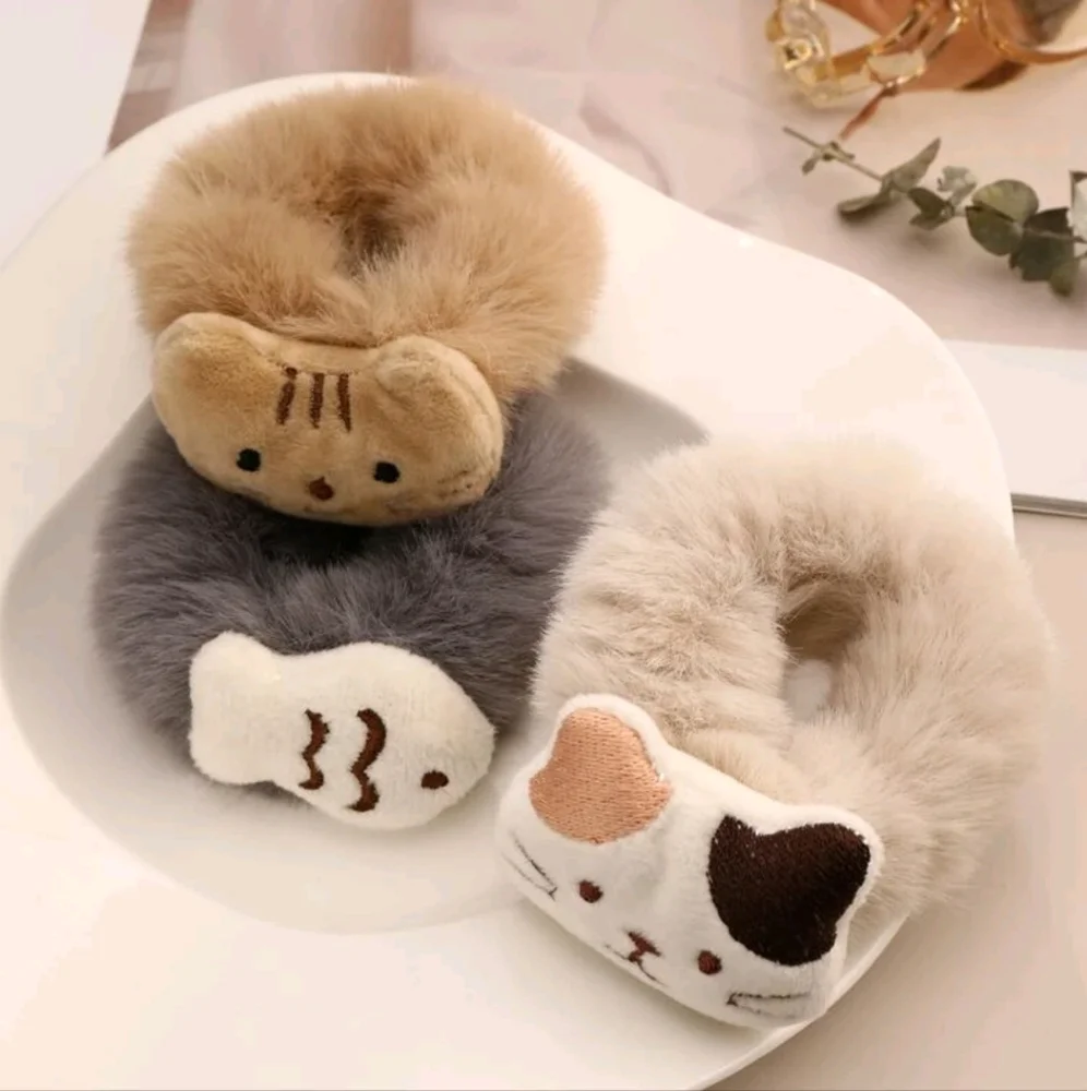 Cat & Fish Fuzzy Plush Hairbands - Picture 1 of 5